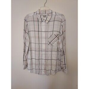 Chico's Womens Button Up Shirt Plaid Long Sleeve  Size Large?  Gray Pink White